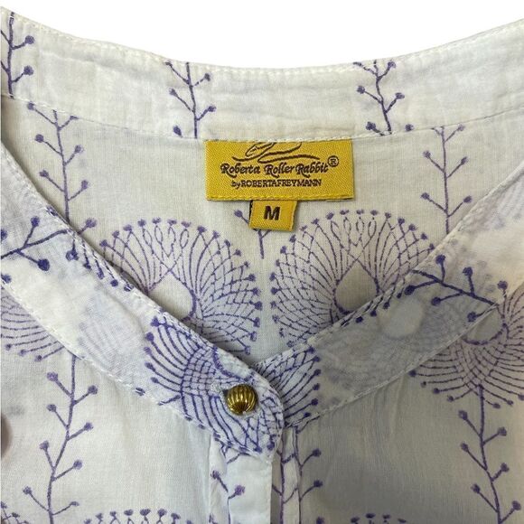 Roberta Roller Rabbit Lightweight 100% Cotton Button Down Patterned Top - Picture 14 of 14